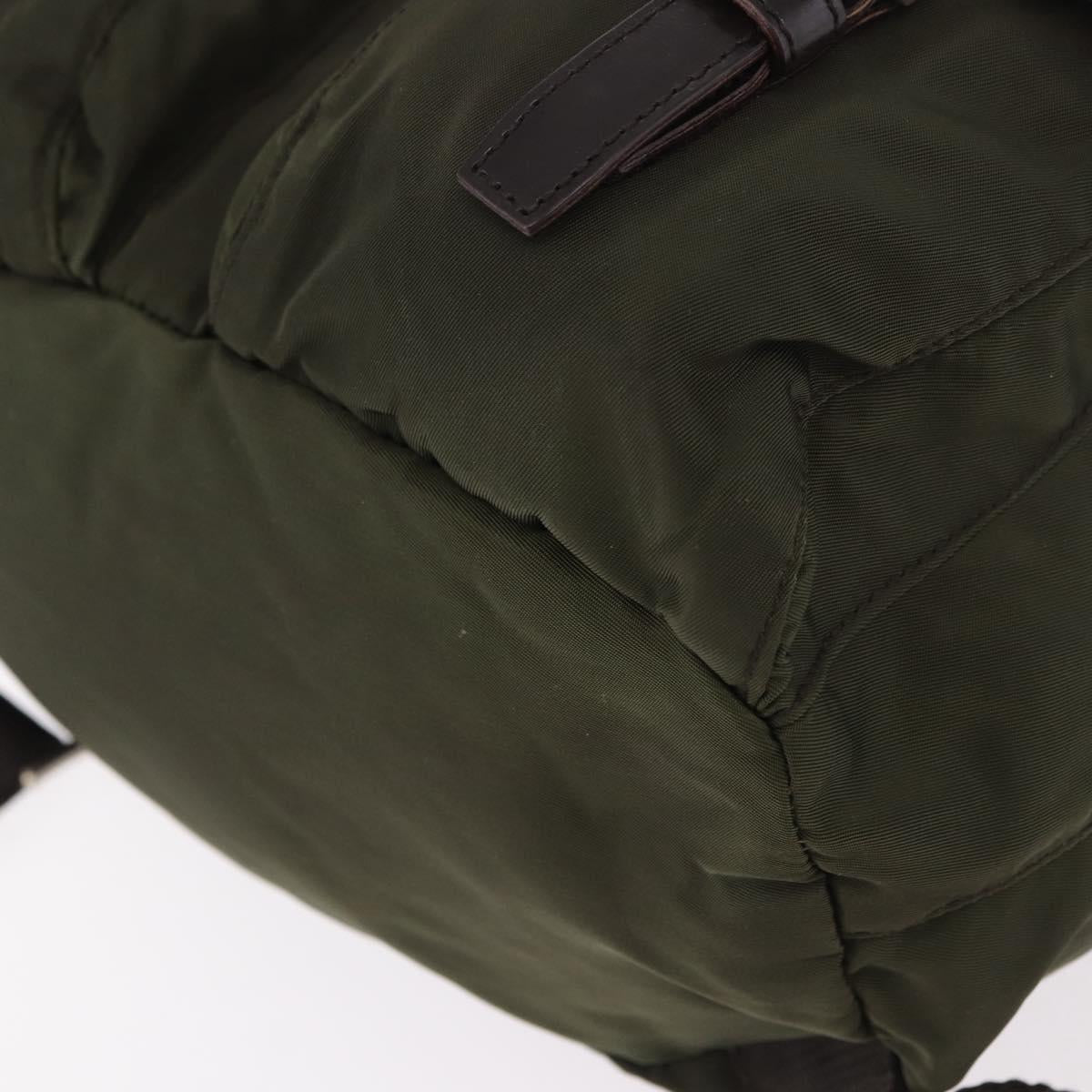 PRADA Backpack Nylon Khaki Silver Auth hk3832