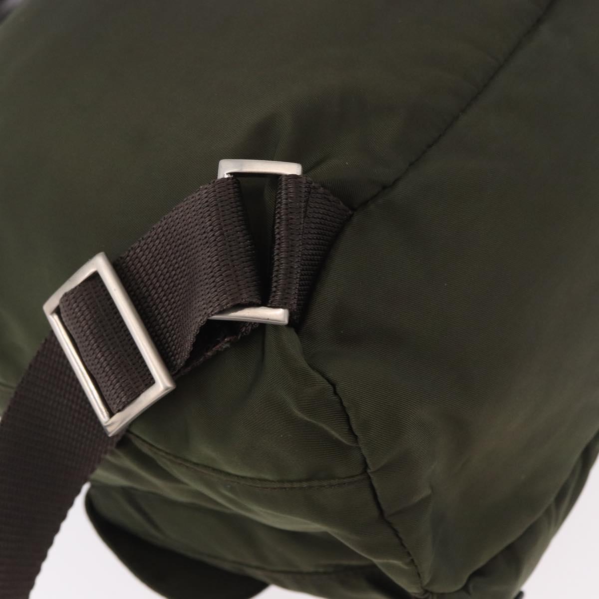 PRADA Backpack Nylon Khaki Silver Auth hk3832