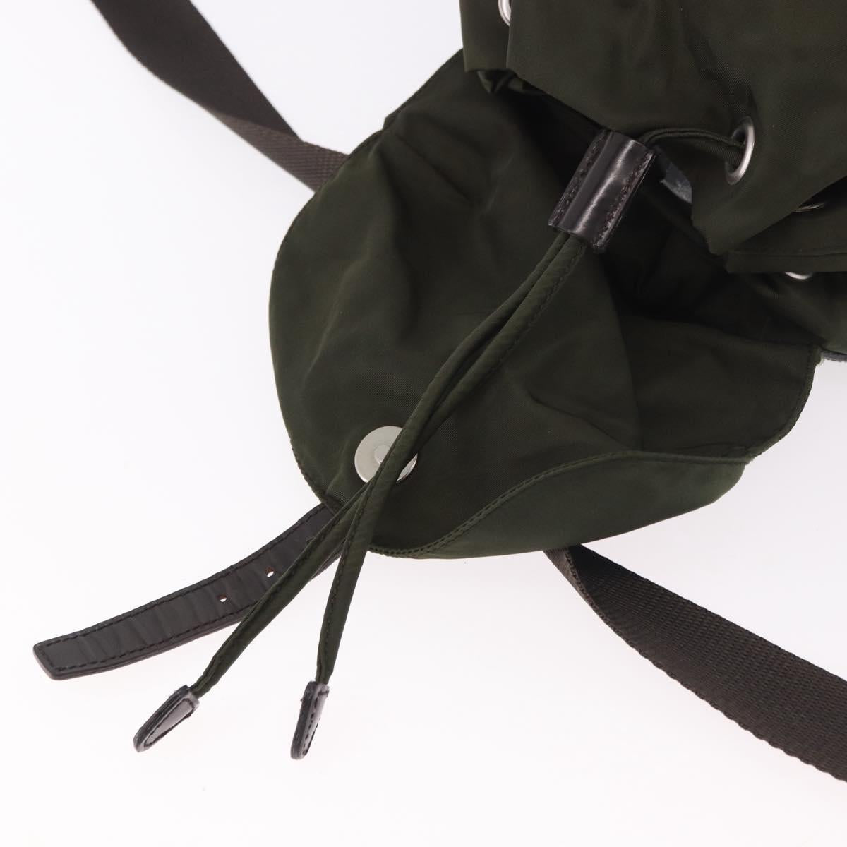PRADA Backpack Nylon Khaki Silver Auth hk3832