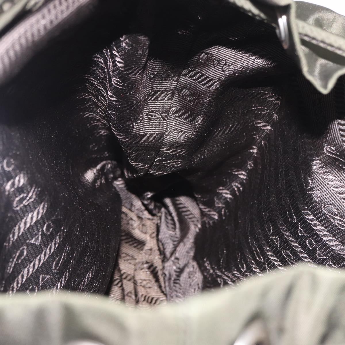 PRADA Backpack Nylon Khaki Silver Auth hk3832