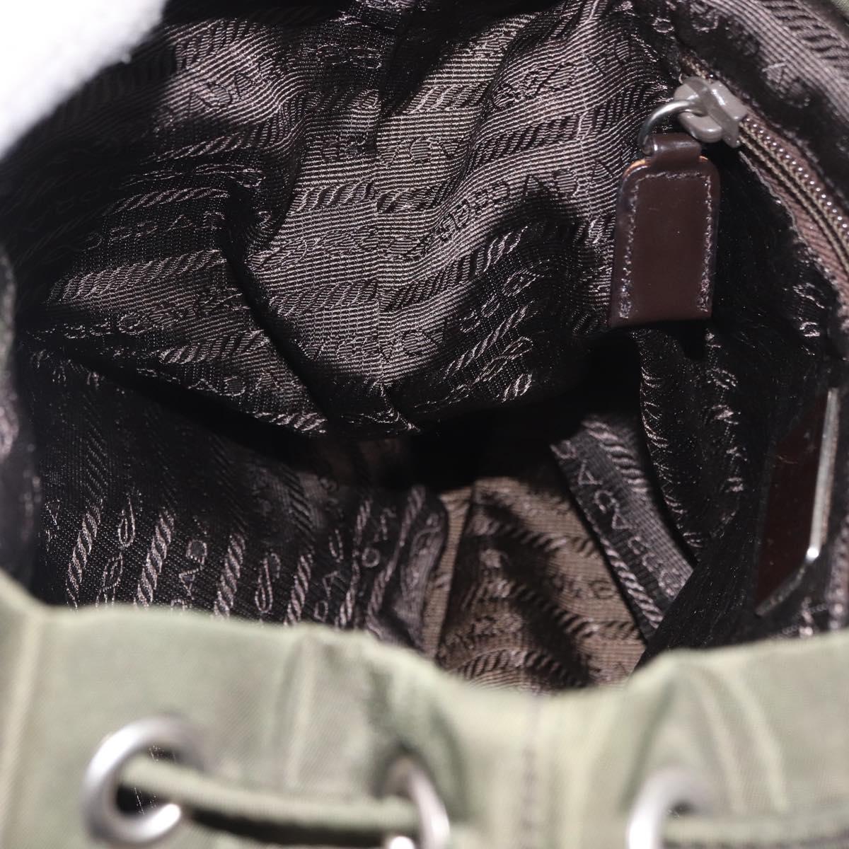 PRADA Backpack Nylon Khaki Silver Auth hk3832