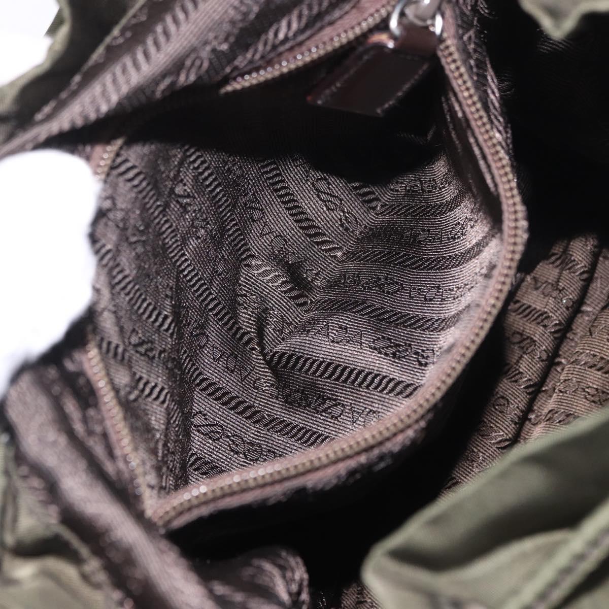 PRADA Backpack Nylon Khaki Silver Auth hk3832
