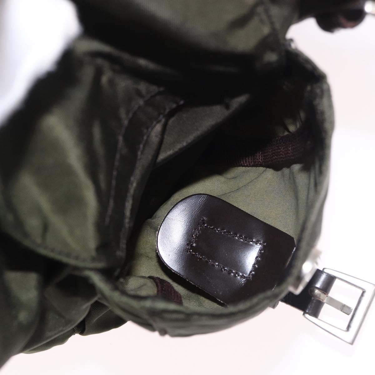 PRADA Backpack Nylon Khaki Silver Auth hk3832