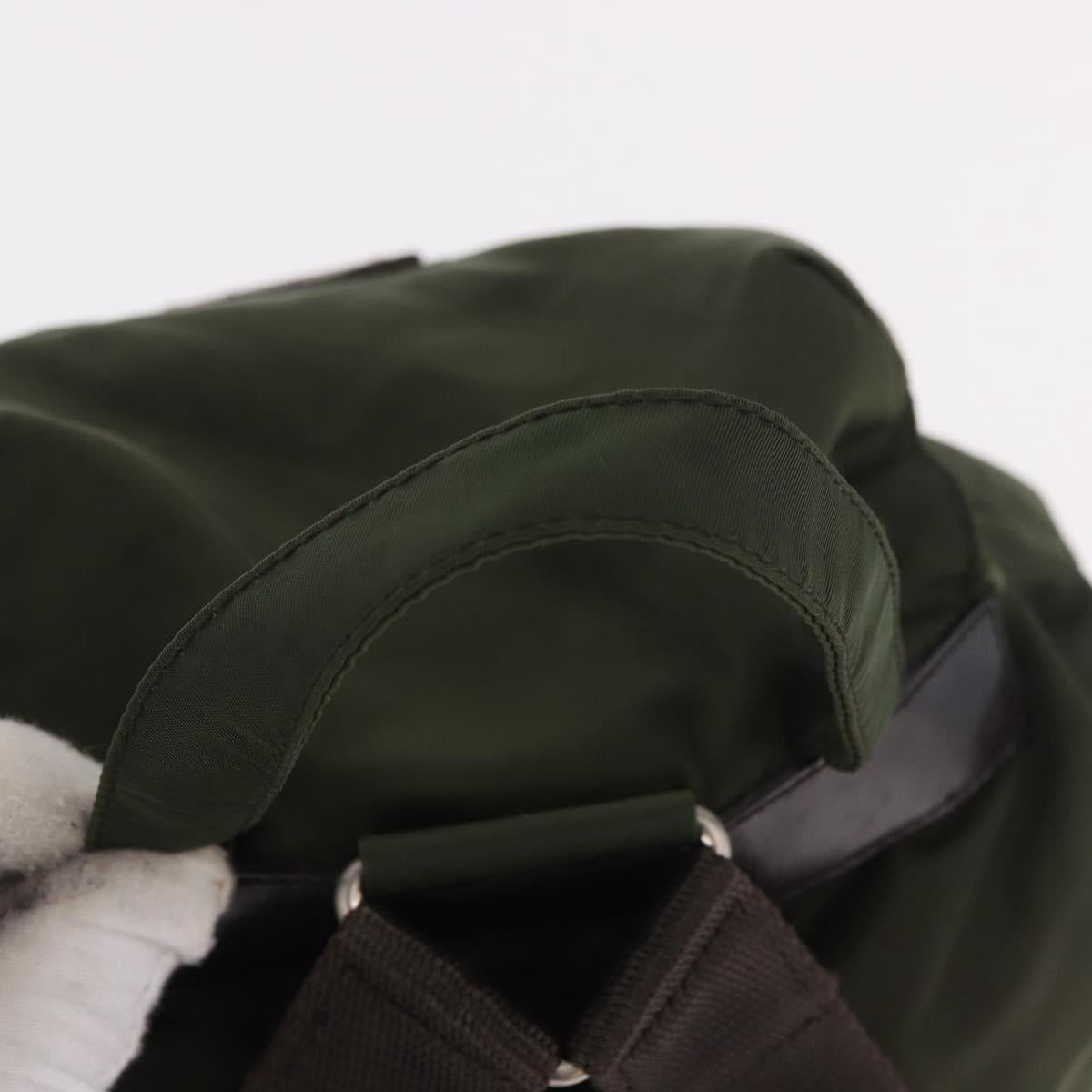 PRADA Backpack Nylon Khaki Silver Auth hk3832