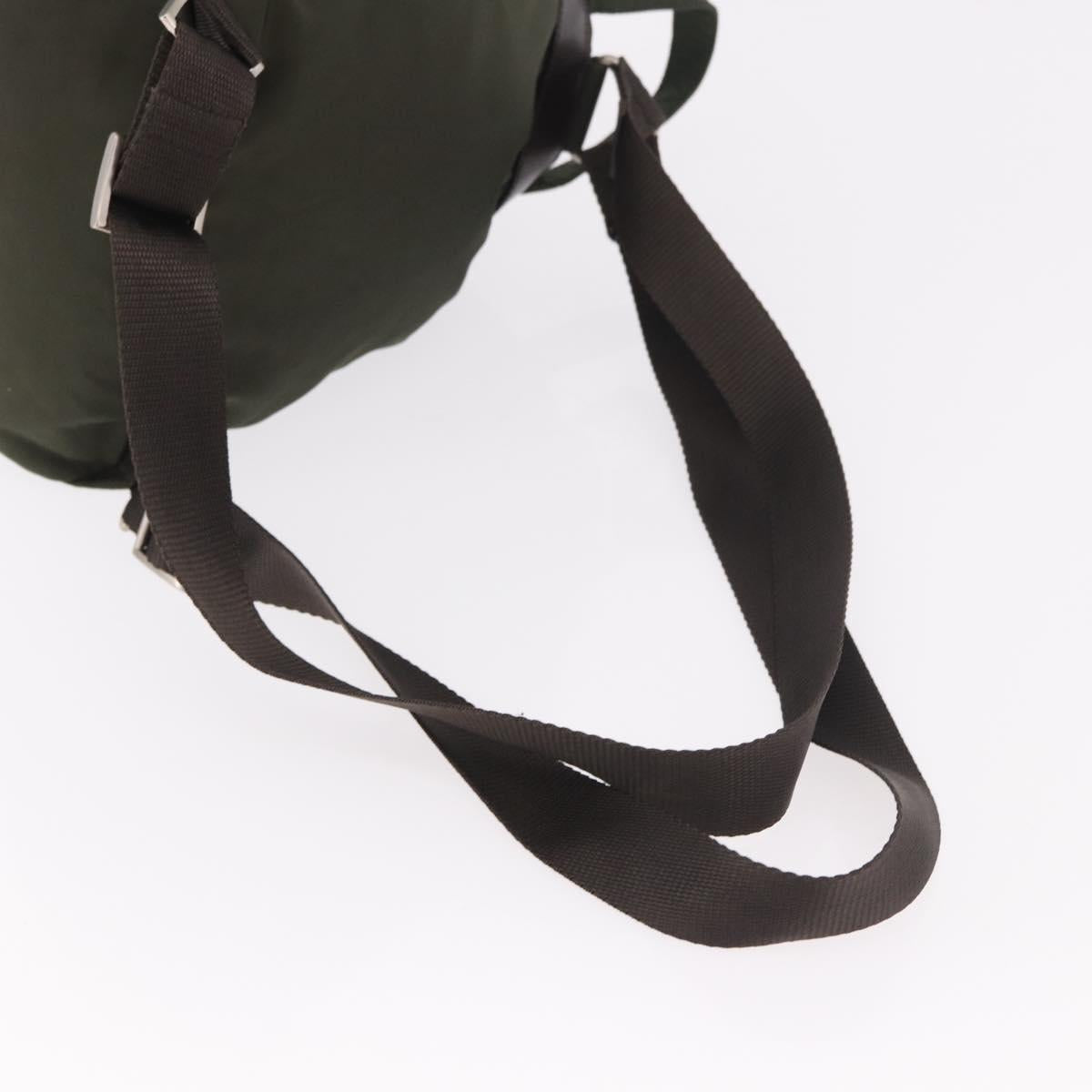 PRADA Backpack Nylon Khaki Silver Auth hk3832