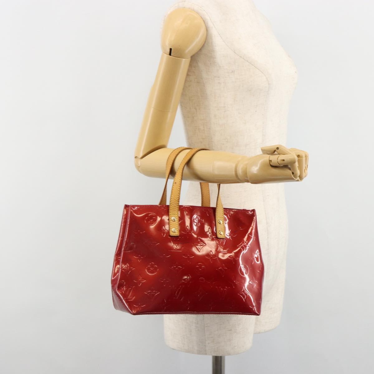 LOUIS VUITTON Monogram Vernis Reade PM Hand Bag Red Rouge M91088 LV Auth hk3834
