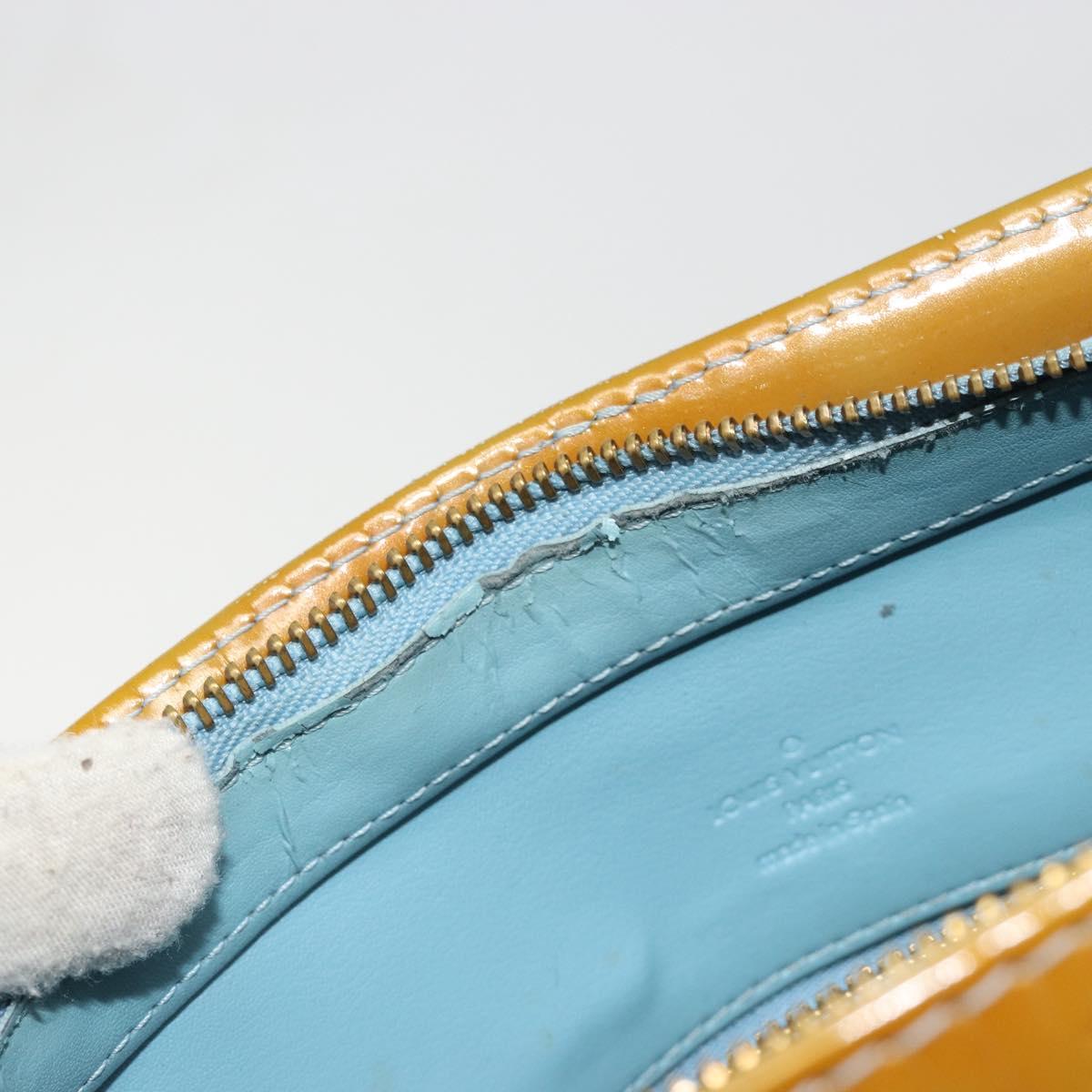 LOUIS VUITTON Monogram Vernis Houston Hand Bag Baby Blue M91005 LV Auth hk3835