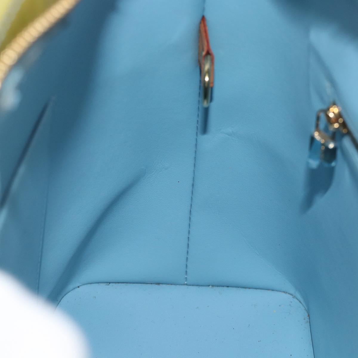 LOUIS VUITTON Monogram Vernis Houston Hand Bag Baby Blue M91005 LV Auth hk3837