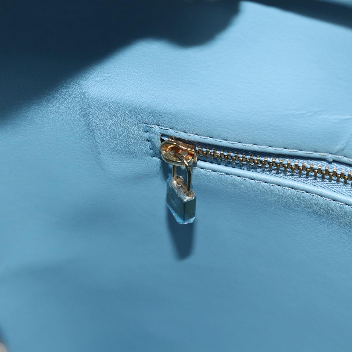 LOUIS VUITTON Monogram Vernis Houston Hand Bag Baby Blue M91005 LV Auth hk3837