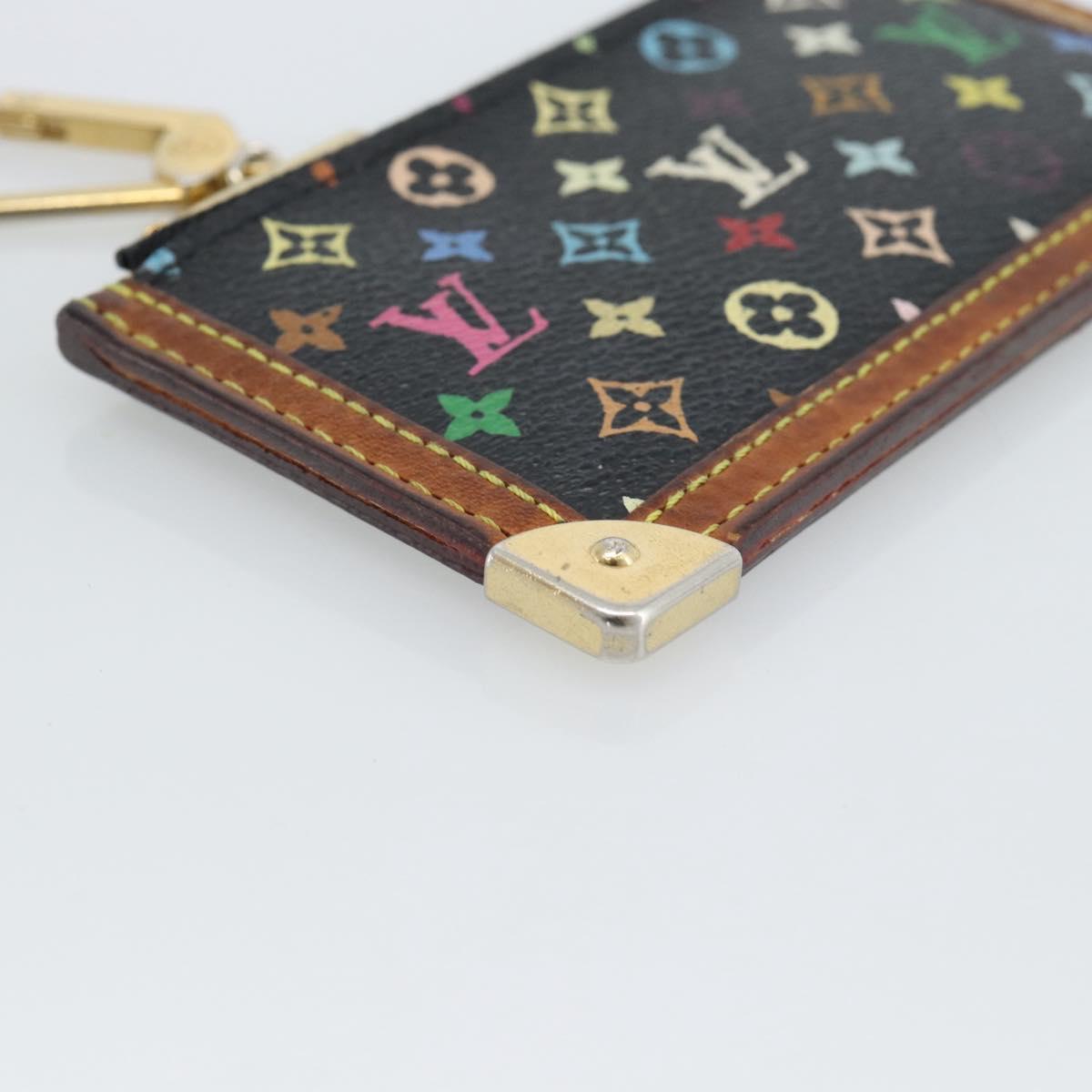 LOUIS VUITTON Monogram Multicolor Pochette Cles Purse Black M13664 Auth hk3840