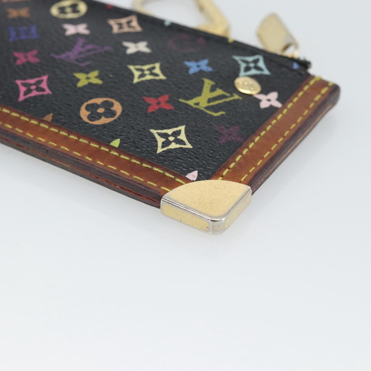 LOUIS VUITTON Monogram Multicolor Pochette Cles Purse Black M13664 Auth hk3840