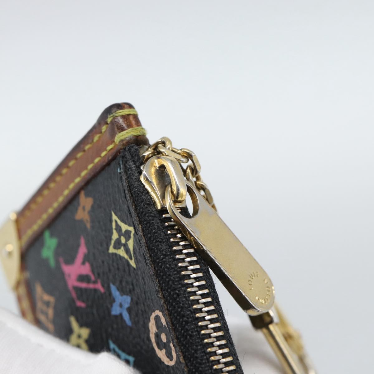 LOUIS VUITTON Monogram Multicolor Pochette Cles Purse Black M13664 Auth hk3840