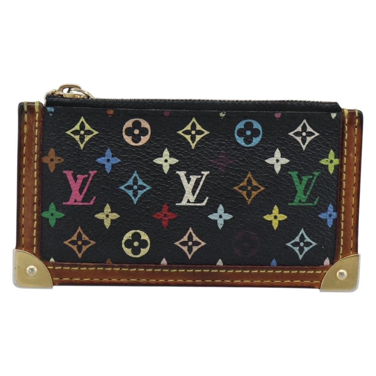 LOUIS VUITTON Monogram Multicolor Pochette Cles Purse Black M13664 Auth hk3840