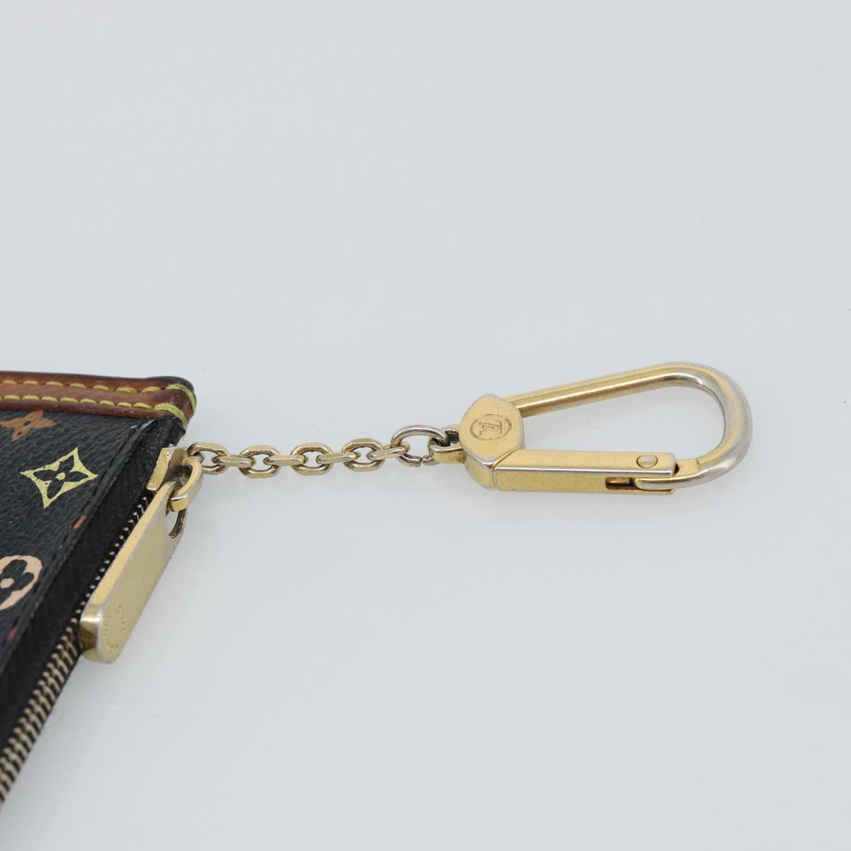 LOUIS VUITTON Monogram Multicolor Pochette Cles Purse Black M13664 Auth hk3840