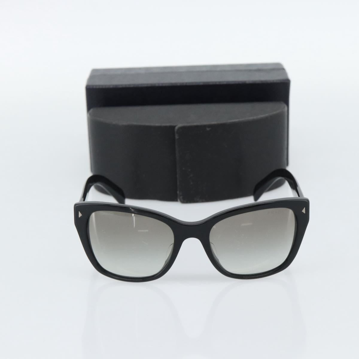 PRADA Sunglasses Plastic Black Gold Auth hk3843