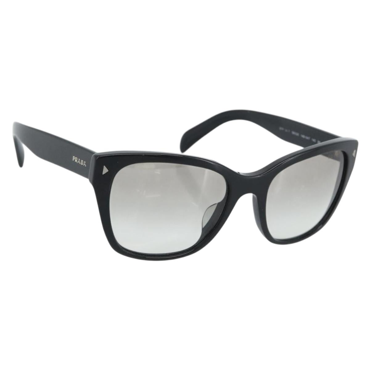 PRADA Sunglasses Plastic Black Gold Auth hk3843