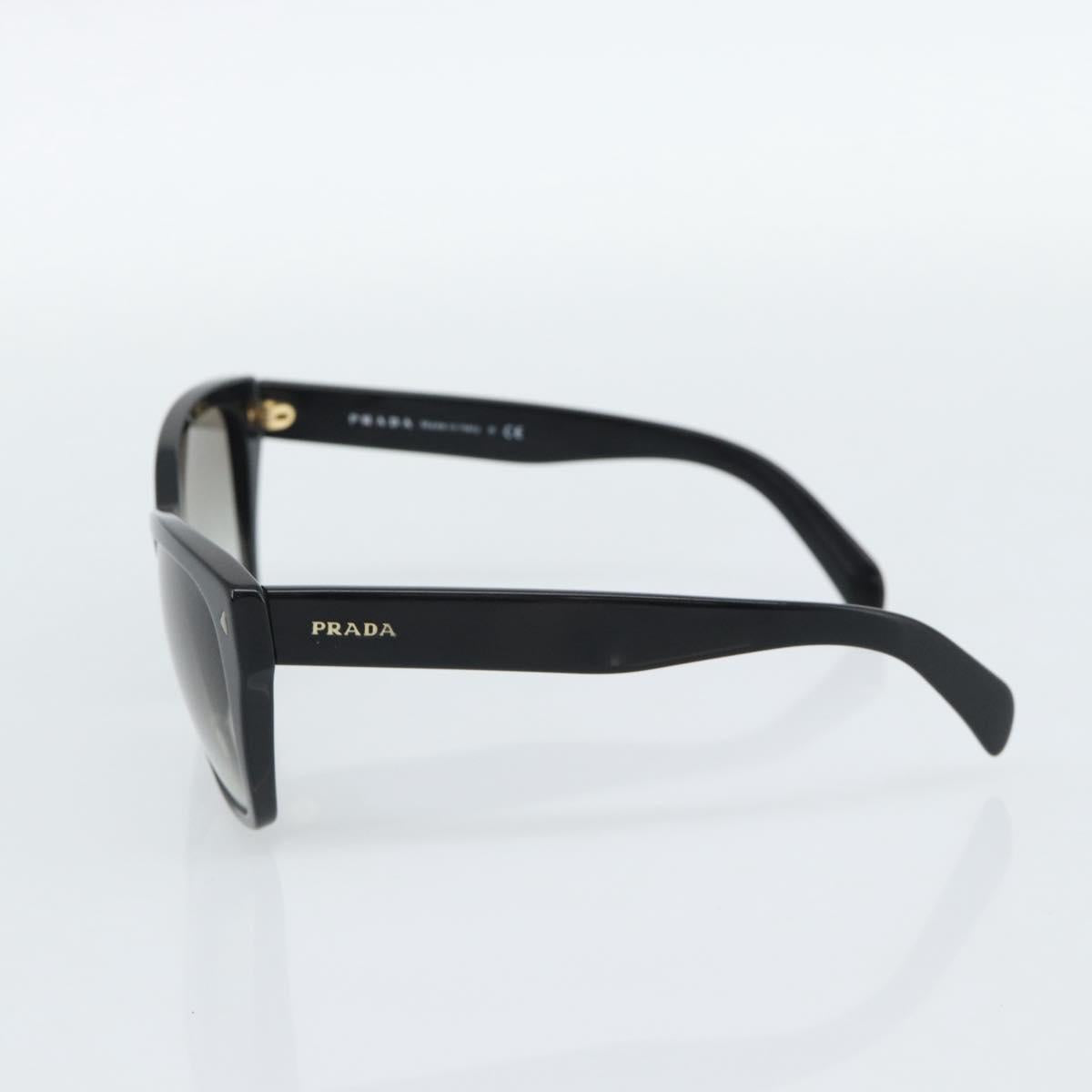 PRADA Sunglasses Plastic Black Gold Auth hk3843