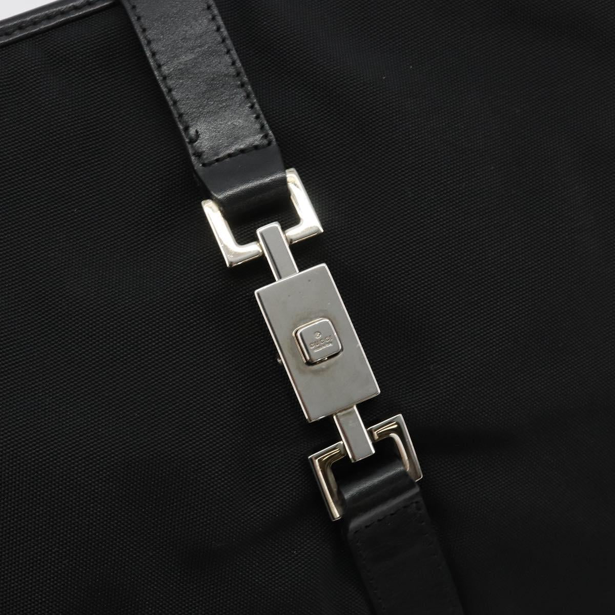 GUCCI Jackie Tote Bag Canvas Black Silver 002 1074 Auth hk3882