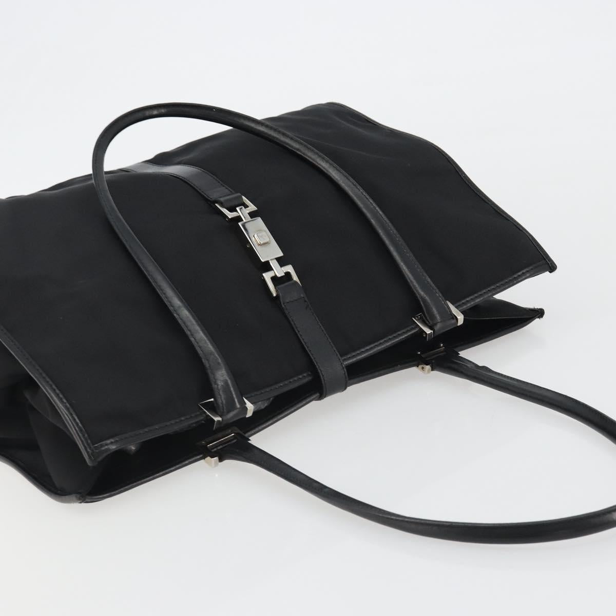 GUCCI Jackie Tote Bag Canvas Black Silver 002 1074 Auth hk3882