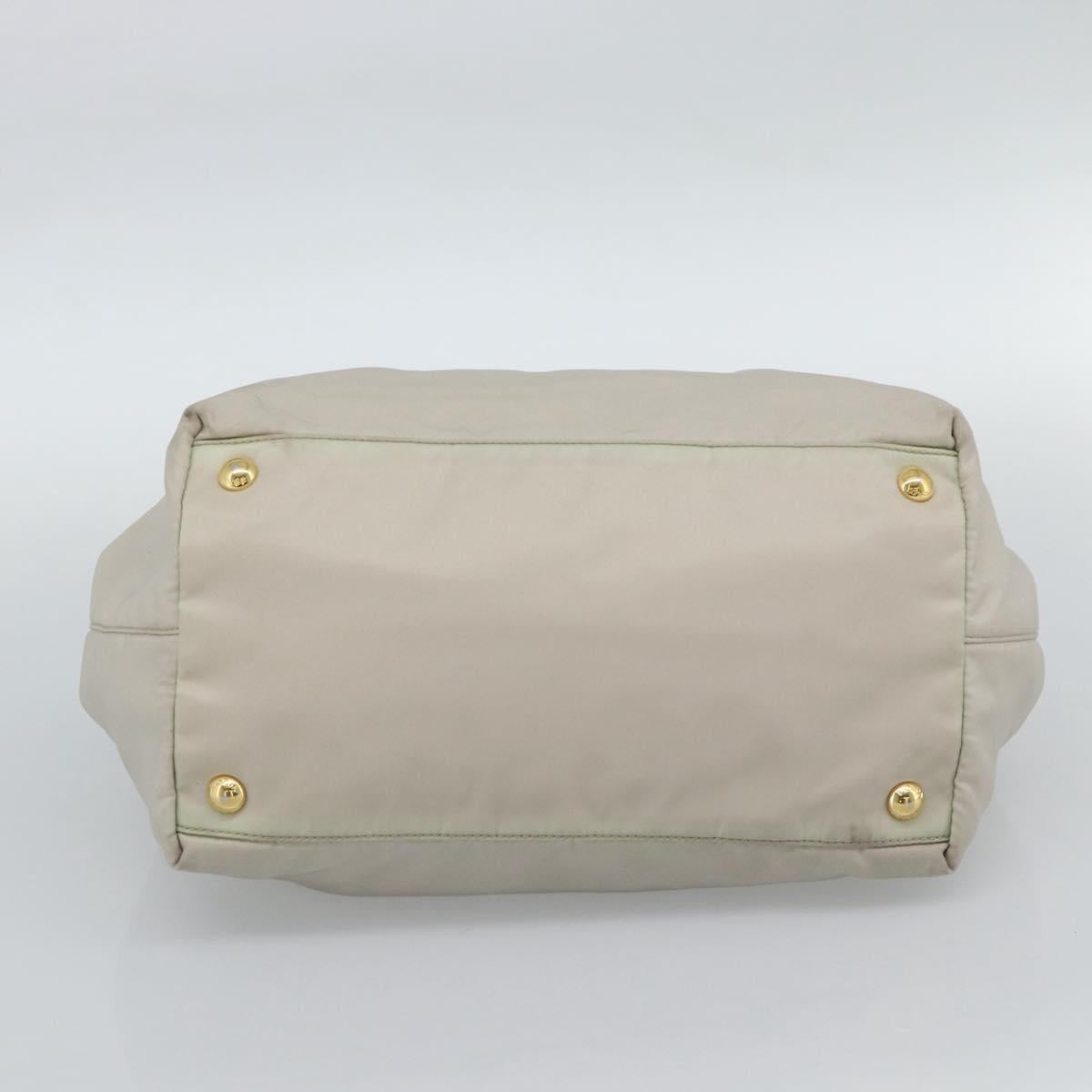 PRADA Hand Bag Nylon Ivory Gold Auth hk3884