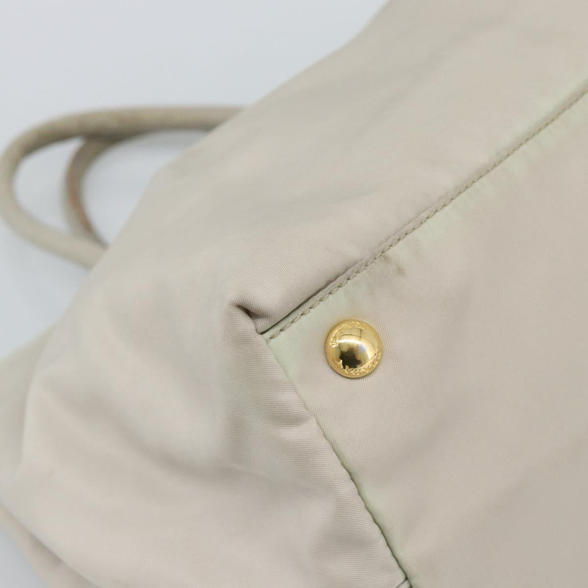 PRADA Hand Bag Nylon Ivory Gold Auth hk3884