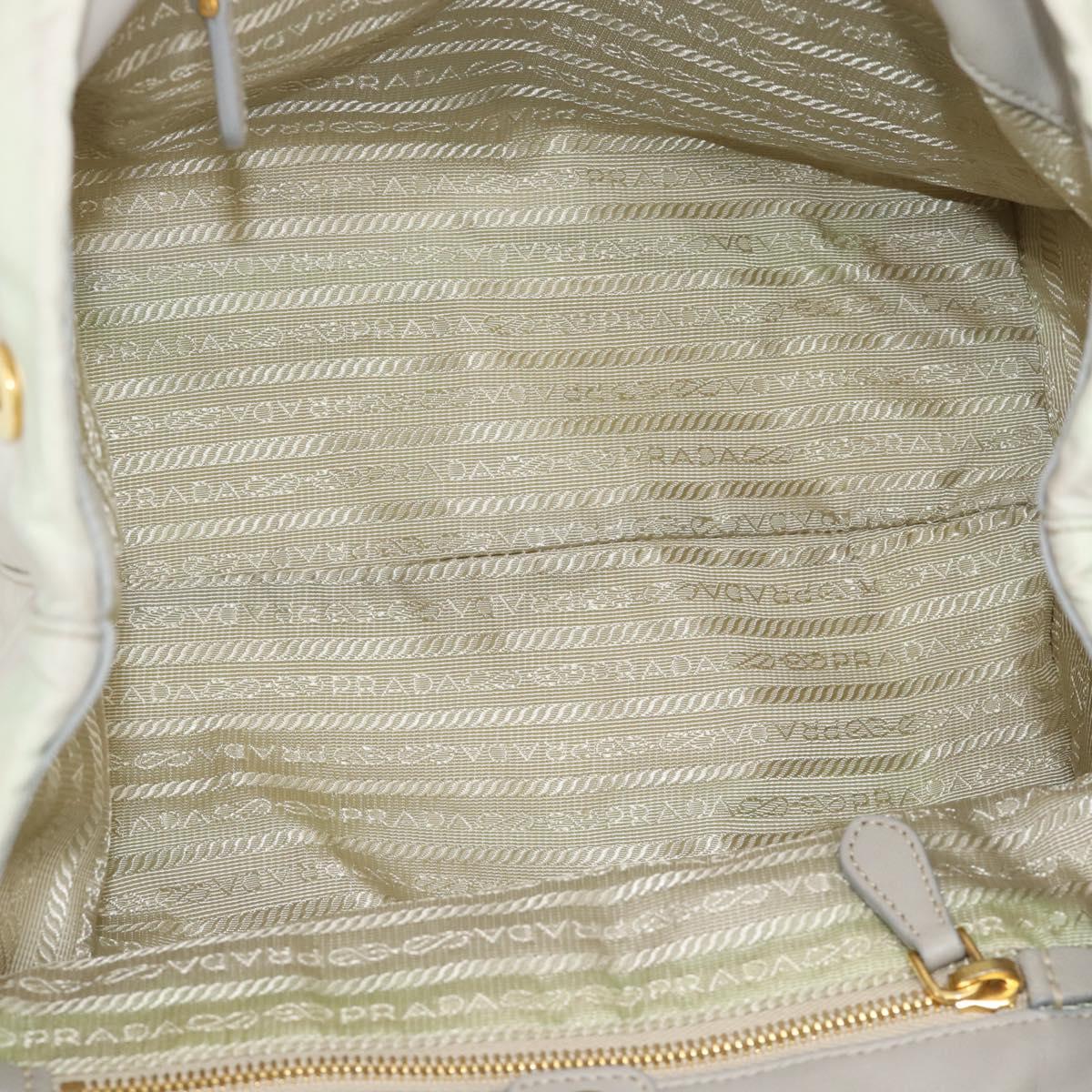 PRADA Hand Bag Nylon Ivory Gold Auth hk3884