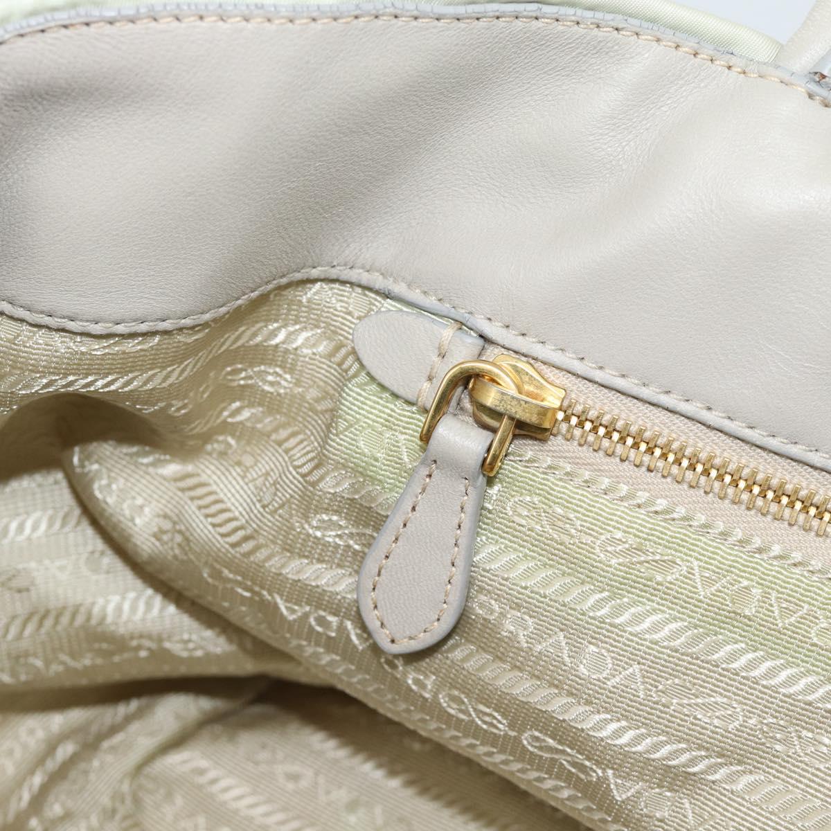 PRADA Hand Bag Nylon Ivory Gold Auth hk3884