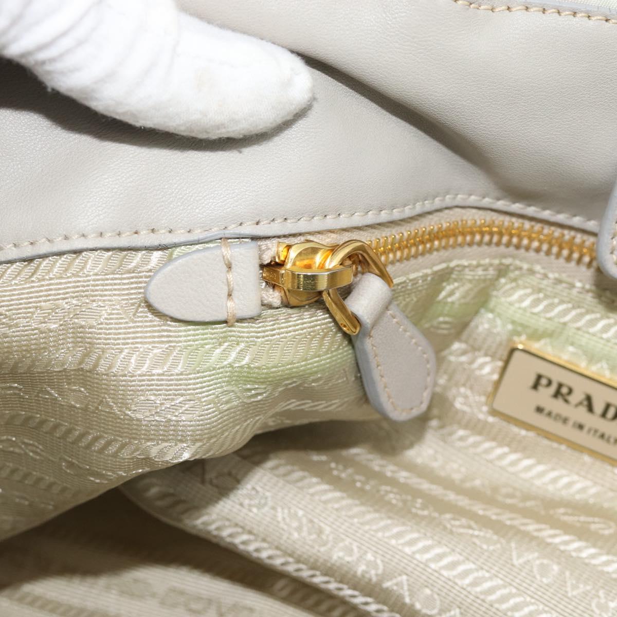 PRADA Hand Bag Nylon Ivory Gold Auth hk3884