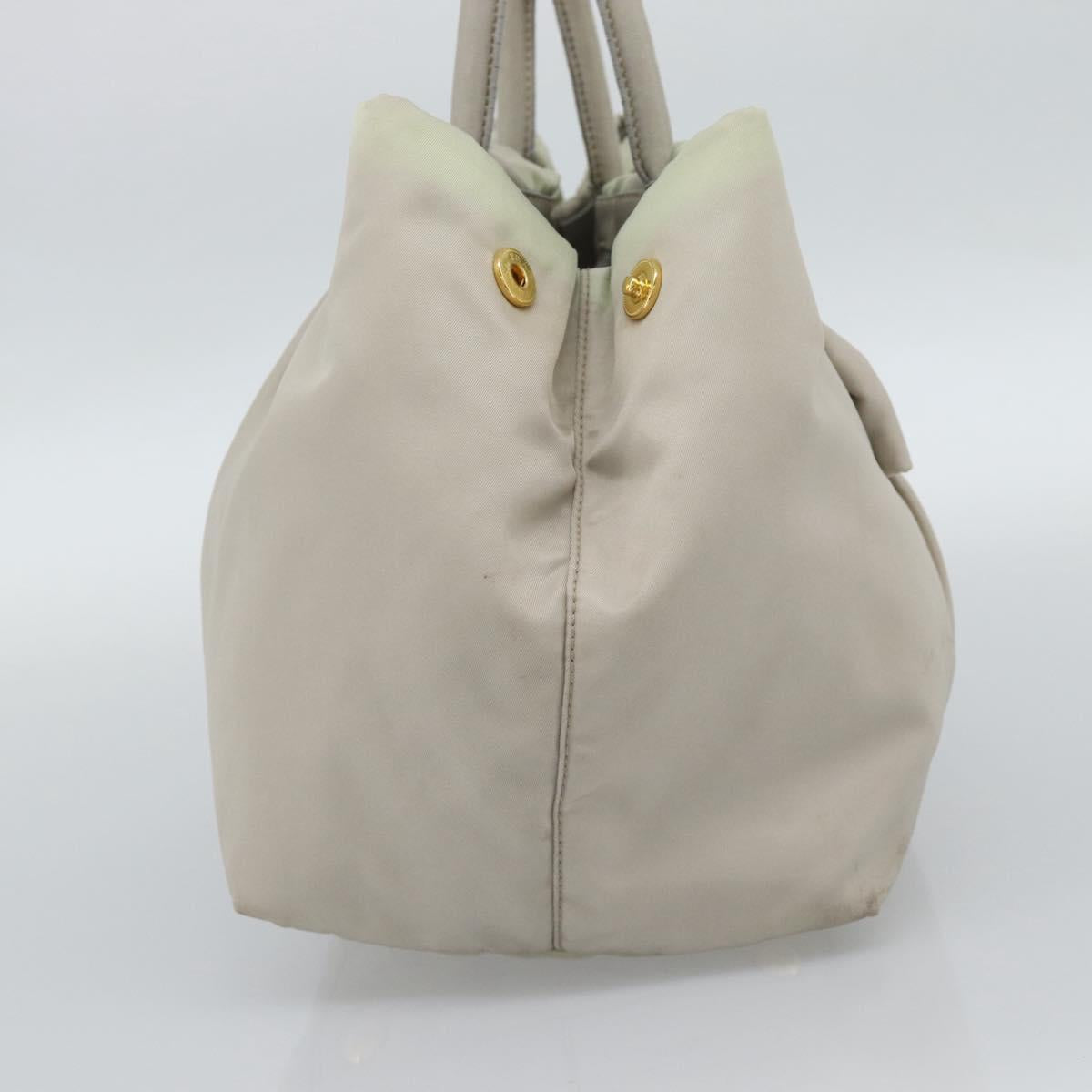 PRADA Hand Bag Nylon Ivory Gold Auth hk3884