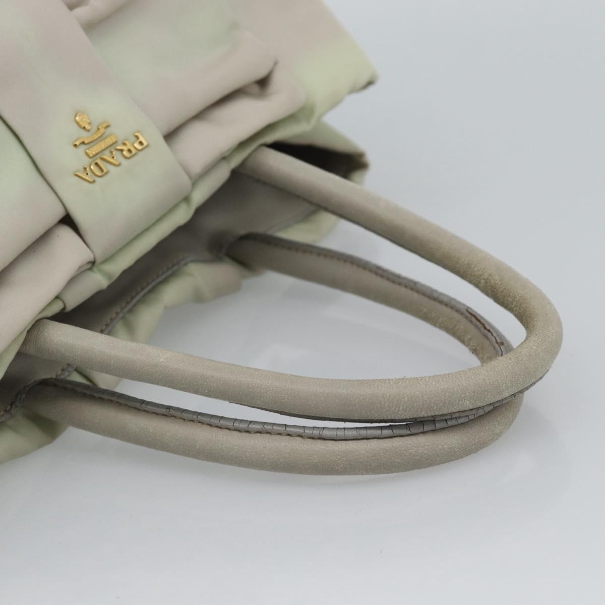 PRADA Hand Bag Nylon Ivory Gold Auth hk3884
