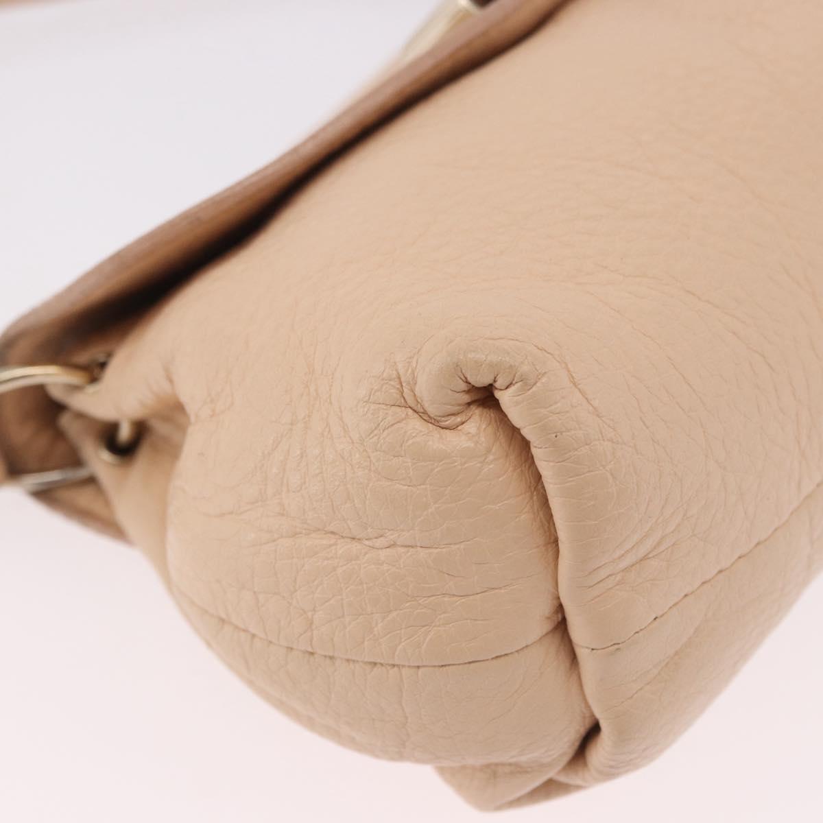 Chloe Lily Hand Bag Leather 2way Beige Gold Auth hk3885