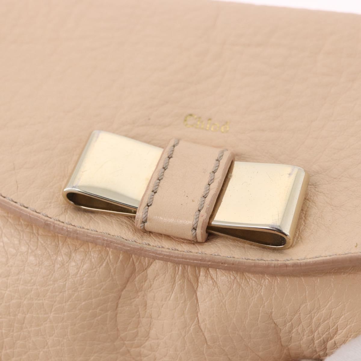 Chloe Lily Hand Bag Leather 2way Beige Gold Auth hk3885