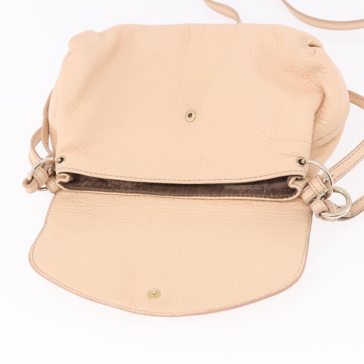 Chloe Lily Hand Bag Leather 2way Beige Gold Auth hk3885