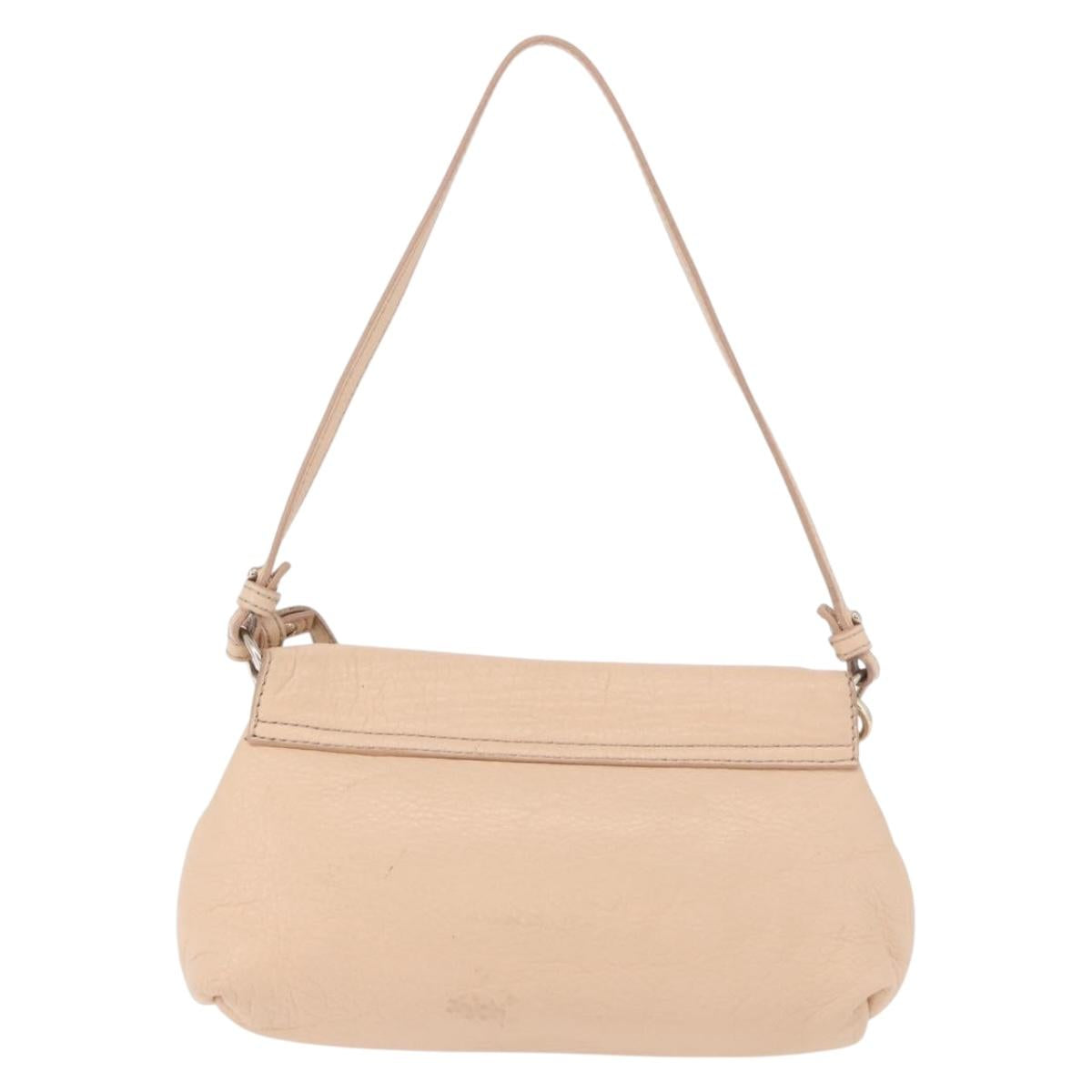 Chloe Lily Hand Bag Leather 2way Beige Gold Auth hk3885