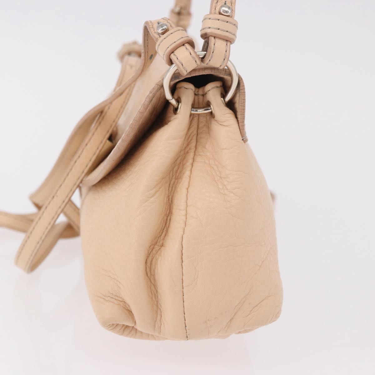 Chloe Lily Hand Bag Leather 2way Beige Gold Auth hk3885