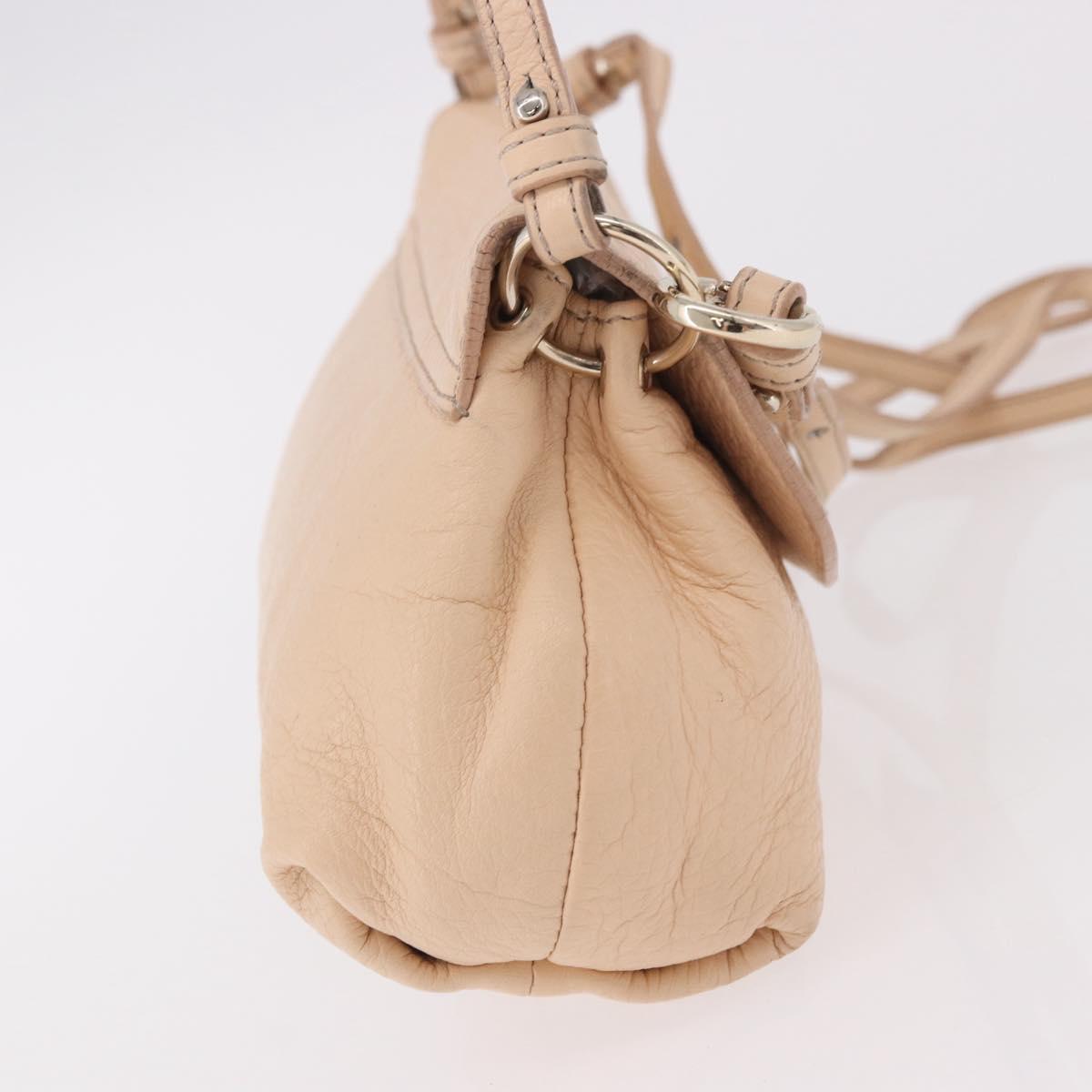 Chloe Lily Hand Bag Leather 2way Beige Gold Auth hk3885