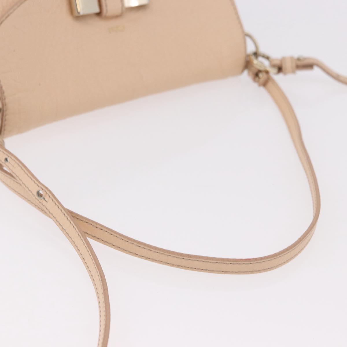 Chloe Lily Hand Bag Leather 2way Beige Gold Auth hk3885