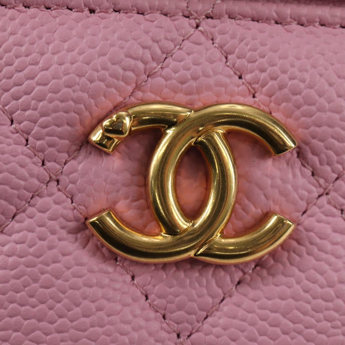 CHANEL Vanity Chain Shoulder Bag Caviar Skin Pink Gold CC Auth hk3887SAM