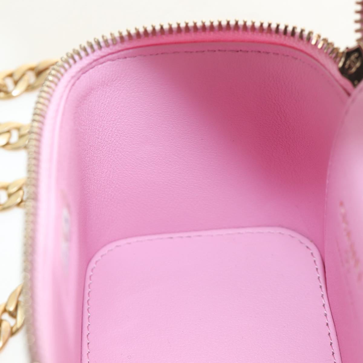 CHANEL Vanity Chain Shoulder Bag Caviar Skin Pink Gold CC Auth hk3887SAM
