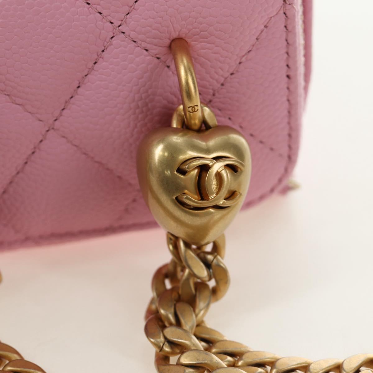 CHANEL Vanity Chain Shoulder Bag Caviar Skin Pink Gold CC Auth hk3887SAM