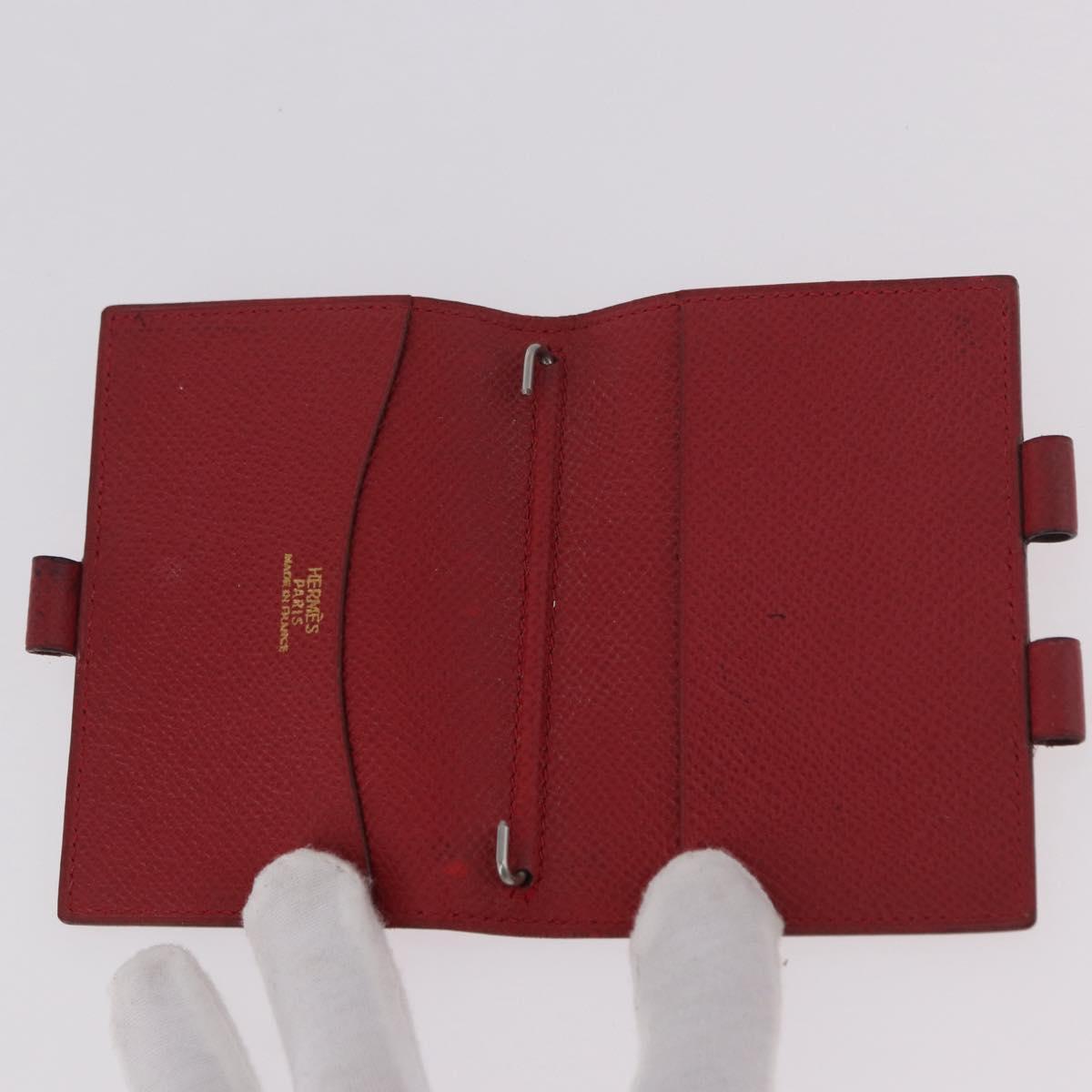 HERMES Agenda Vision & Ballpoint Pen Set Leather Red Auth hk3888