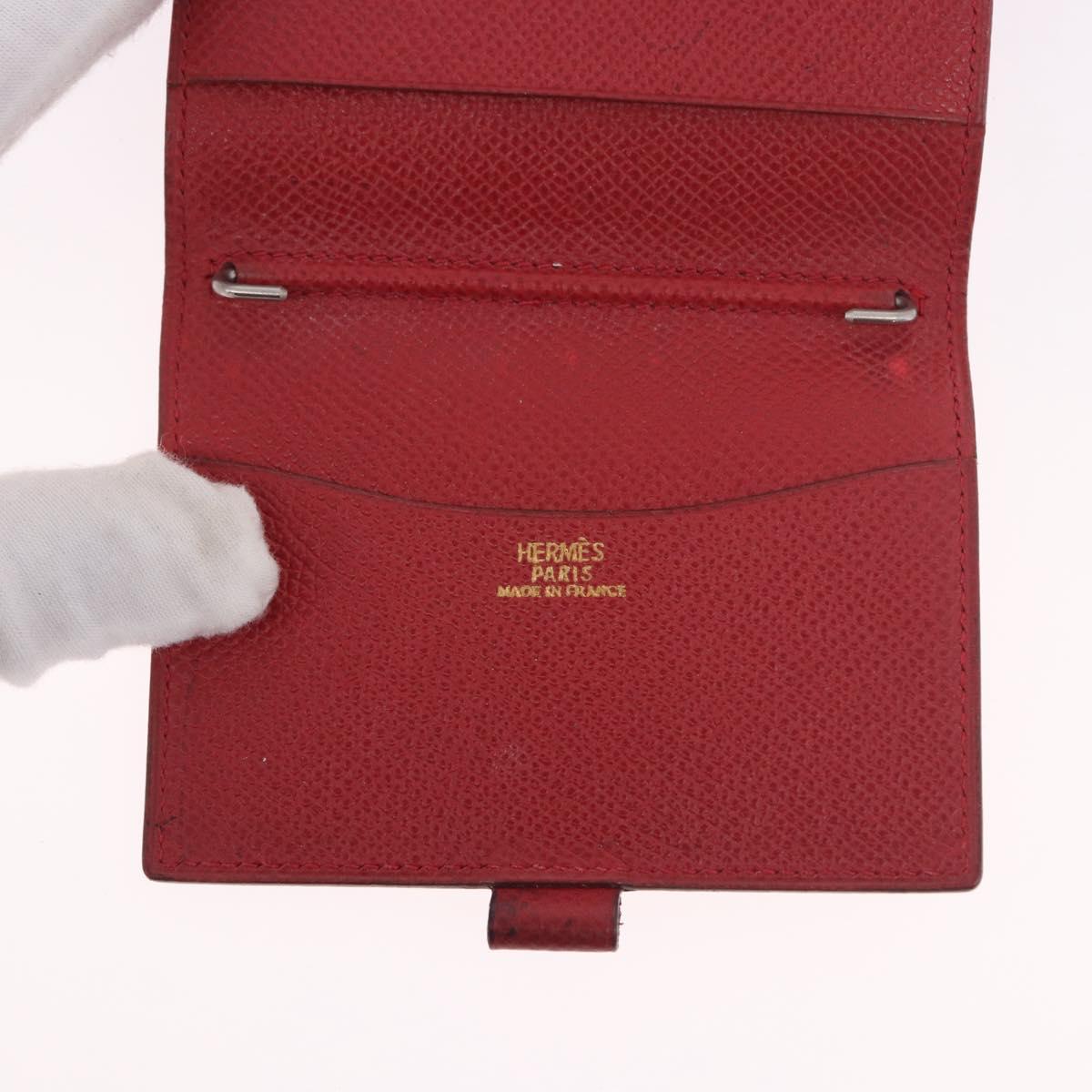 HERMES Agenda Vision & Ballpoint Pen Set Leather Red Auth hk3888