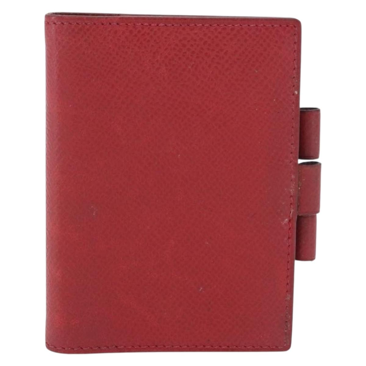 HERMES Agenda Vision & Ballpoint Pen Set Leather Red Auth hk3888