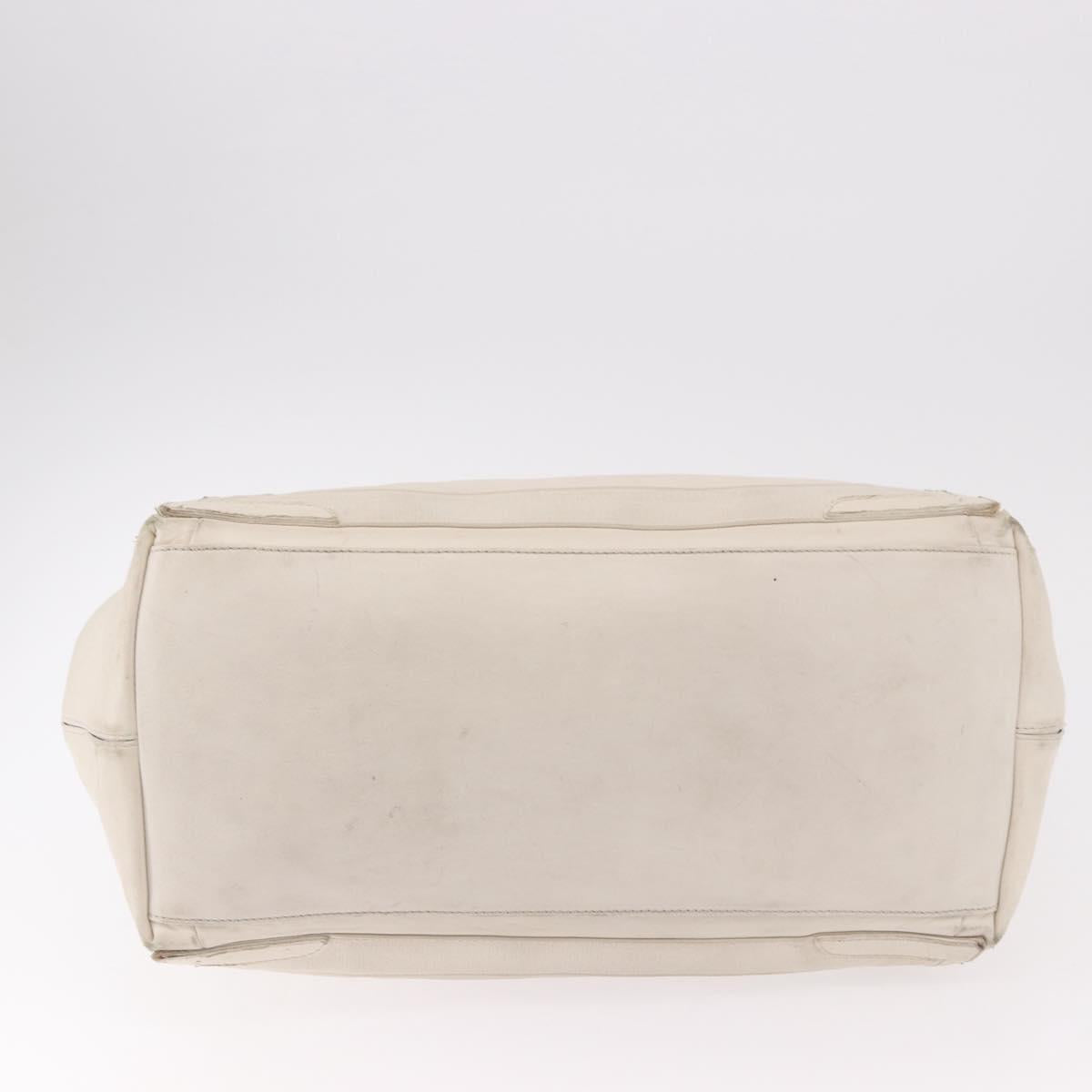 BALENCIAGA Navy Cabas M Hand Bag Leather White Silver 339936 Auth hk3892