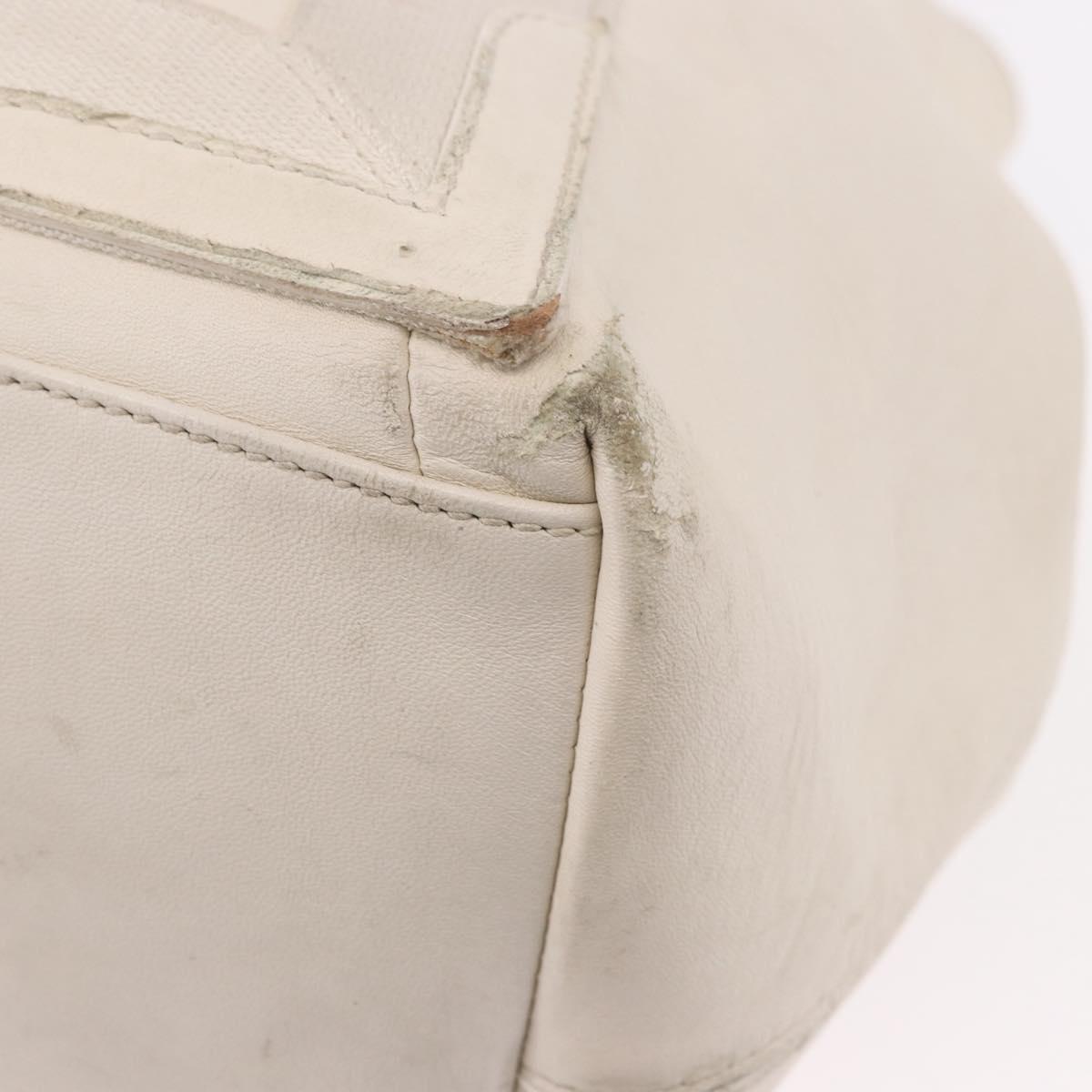 BALENCIAGA Navy Cabas M Hand Bag Leather White Silver 339936 Auth hk3892