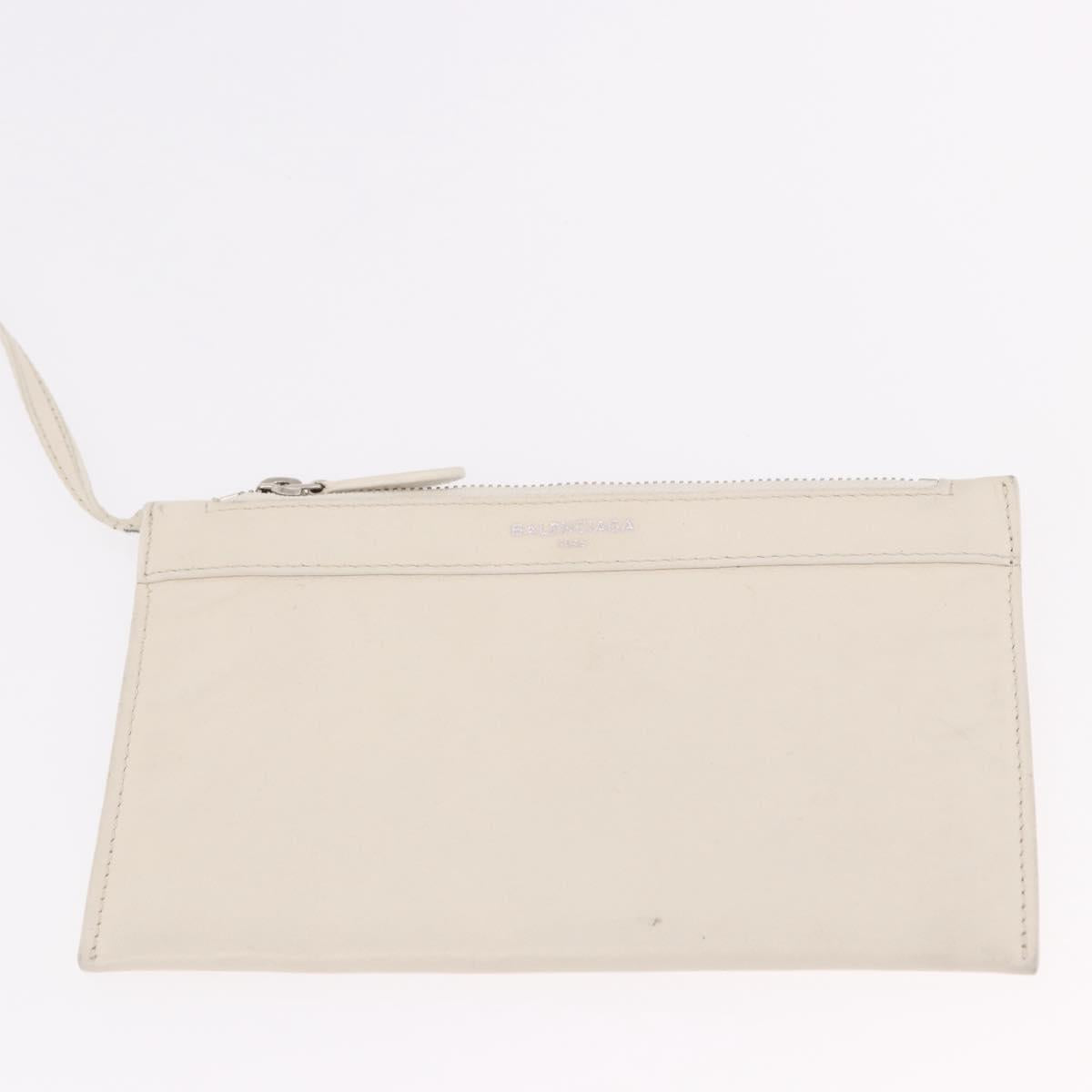 BALENCIAGA Navy Cabas M Hand Bag Leather White Silver 339936 Auth hk3892