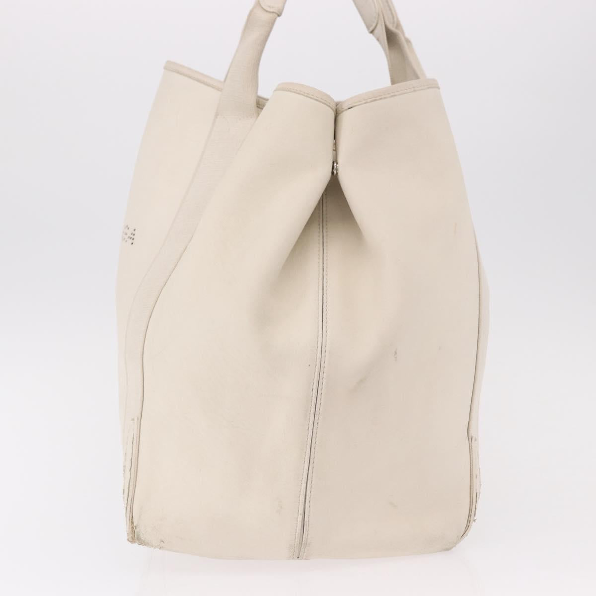 BALENCIAGA Navy Cabas M Hand Bag Leather White Silver 339936 Auth hk3892