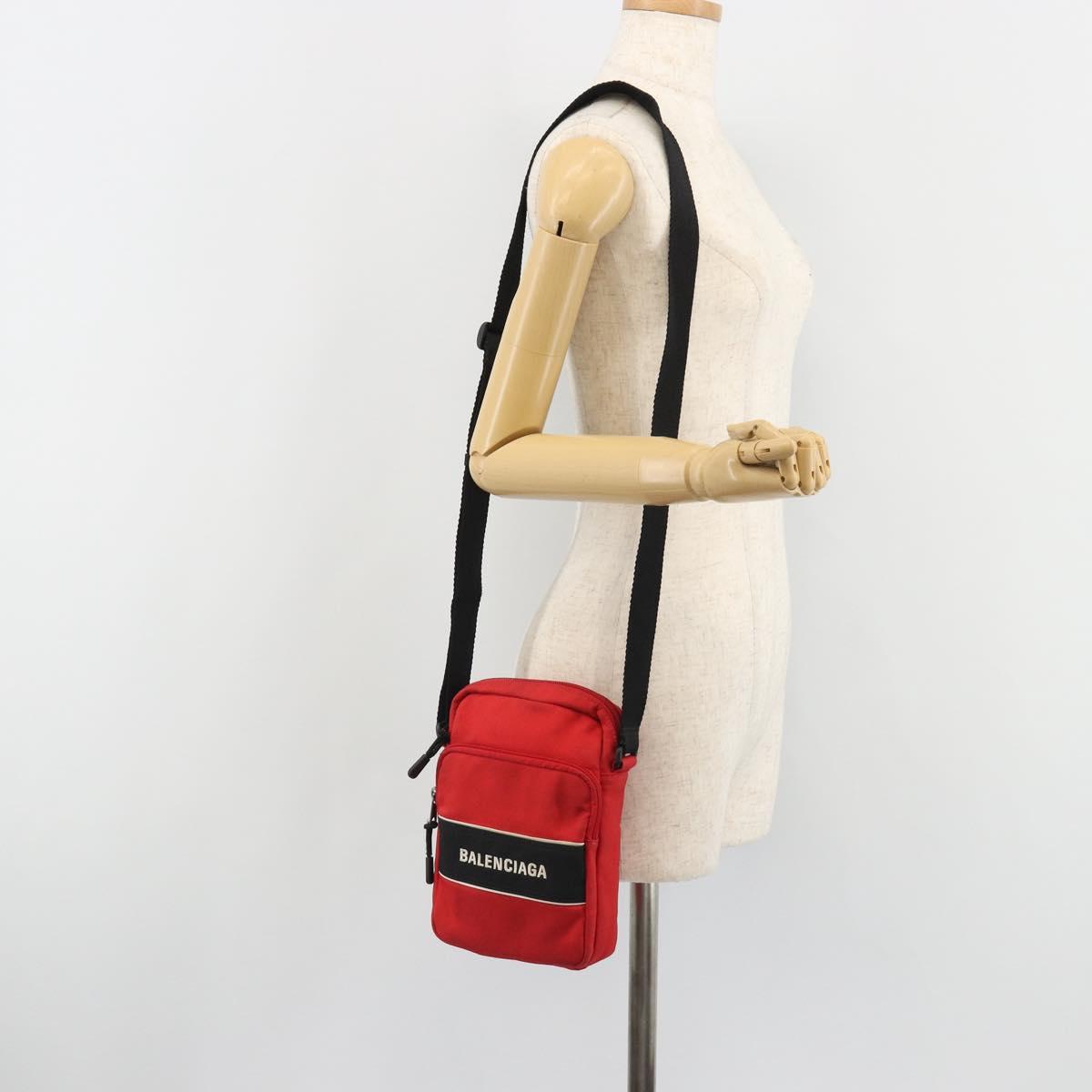 BALENCIAGA Messenger Bag S Shoulder Bag Nylon Red 638657 Auth hk3893