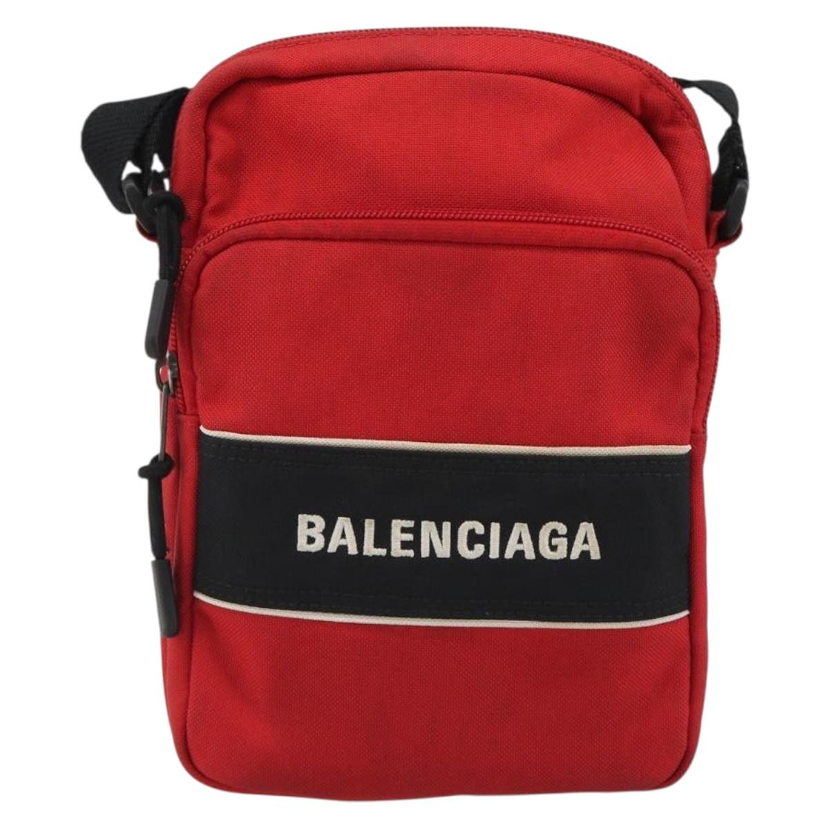 BALENCIAGA Messenger Bag S Shoulder Bag Nylon Red 638657 Auth hk3893