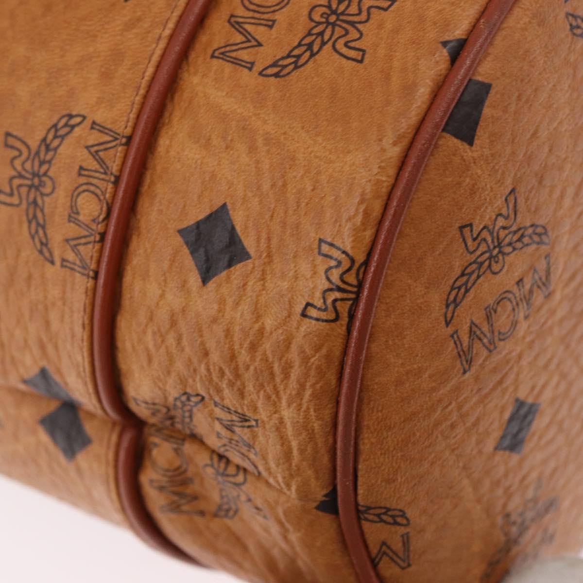MCM Vicetos Logogram Shoulder Bag PVC Leather Brown Gold Auth hk3898